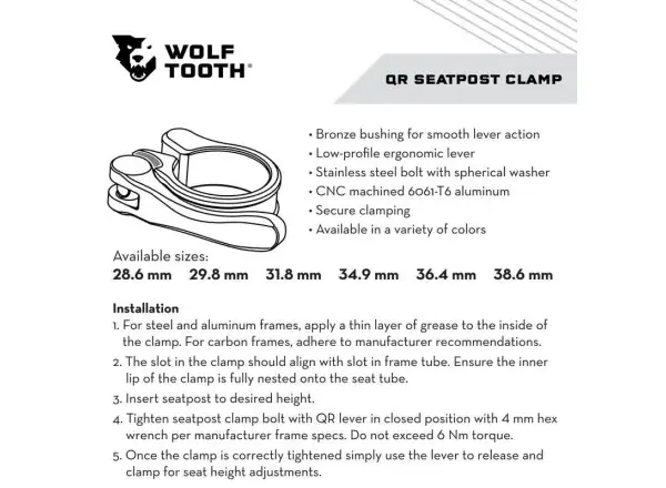 WOLF TOOTH seat clamp 31.8 mm green Quick Release