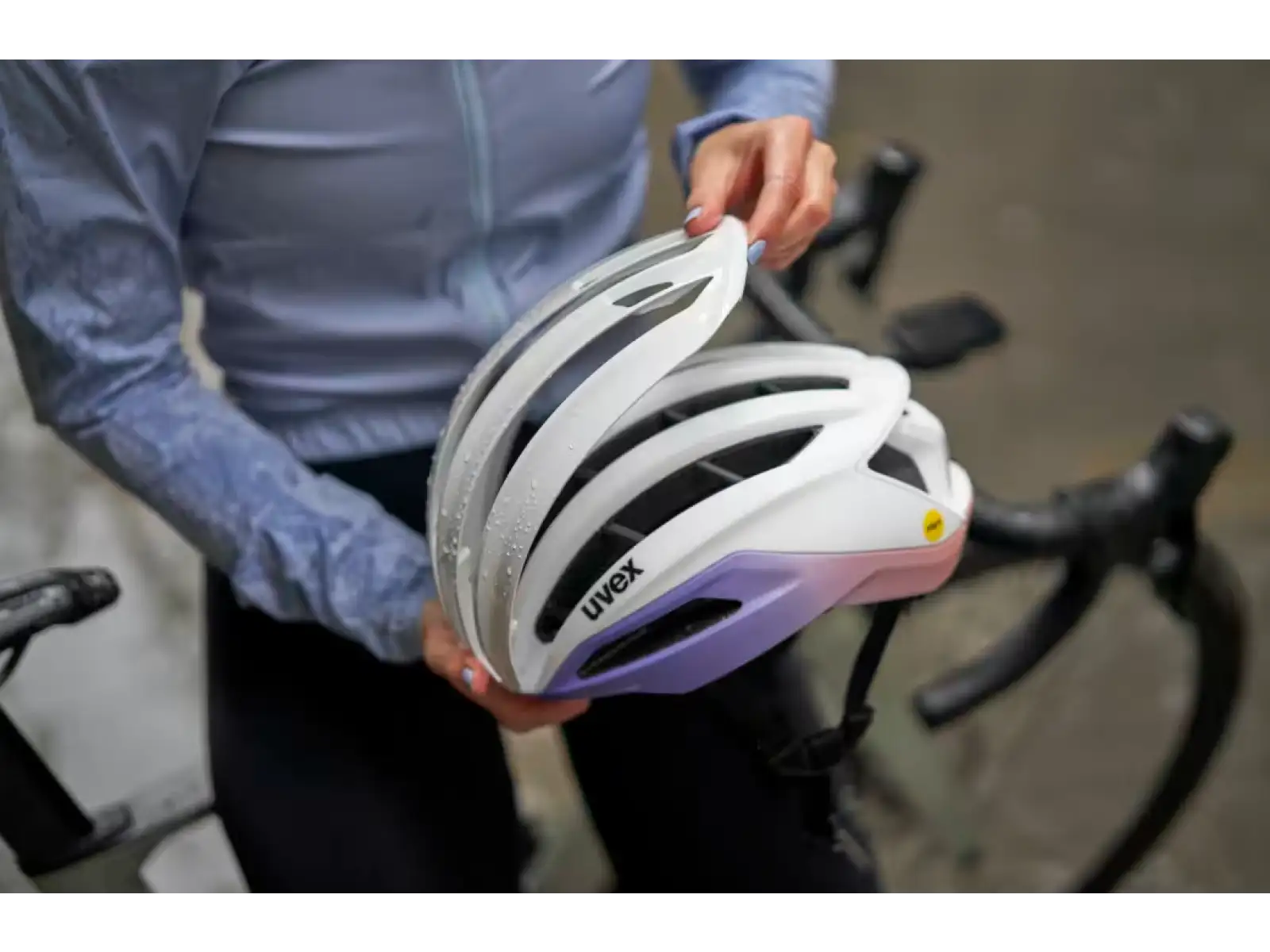 Uvex Surge Aero MIPS road helmet White/Lila Apricot Matt