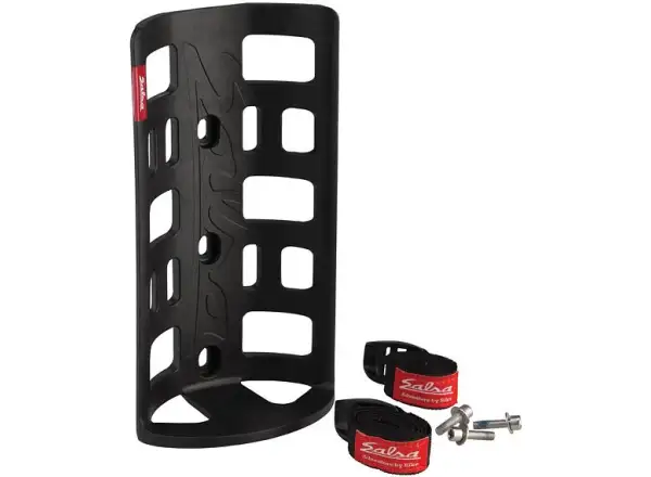 Salsa anything cage HD mount for bikepacking with straps