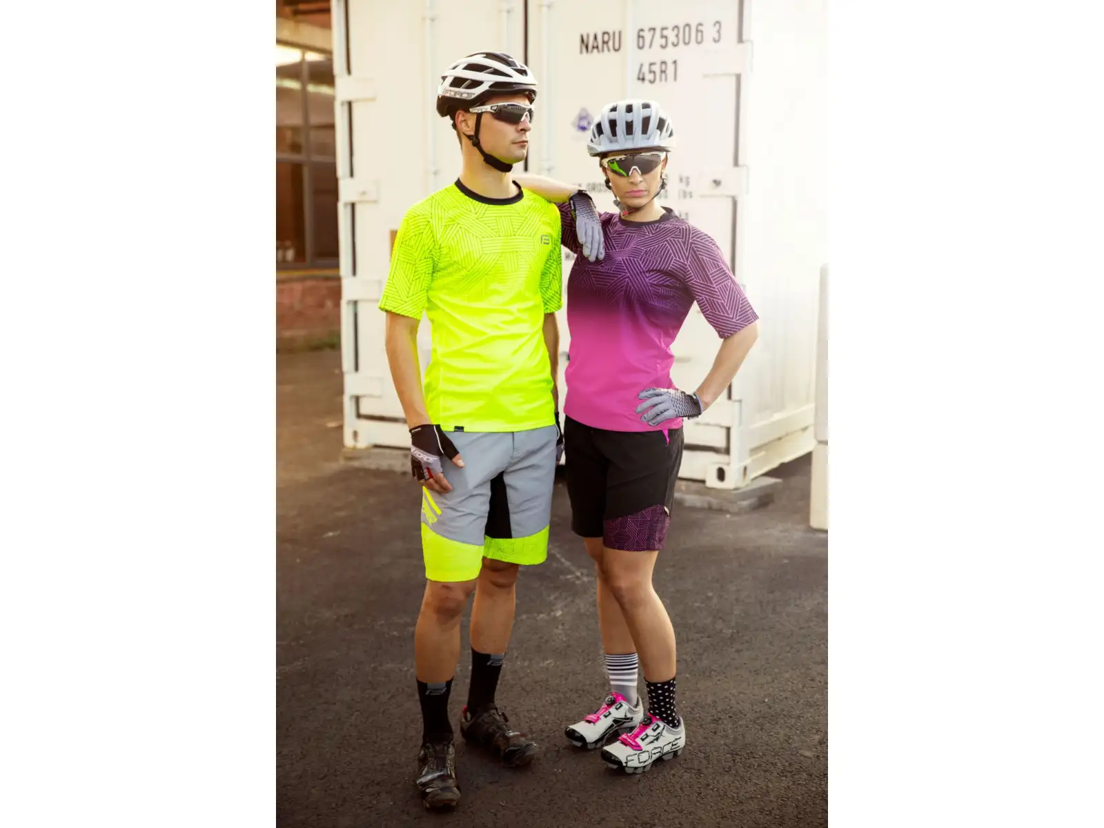 Force Storm men's MTB shorts with padding Grey/Fluo