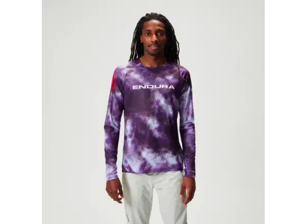 Endura Pixel Cloud men's long-sleeve jersey Purple
