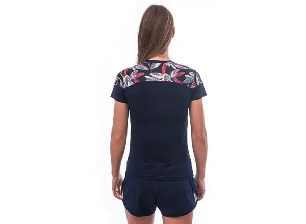 Sensor Coolmax Impress women's T-shirt short sleeve Deep Blue/Leaves