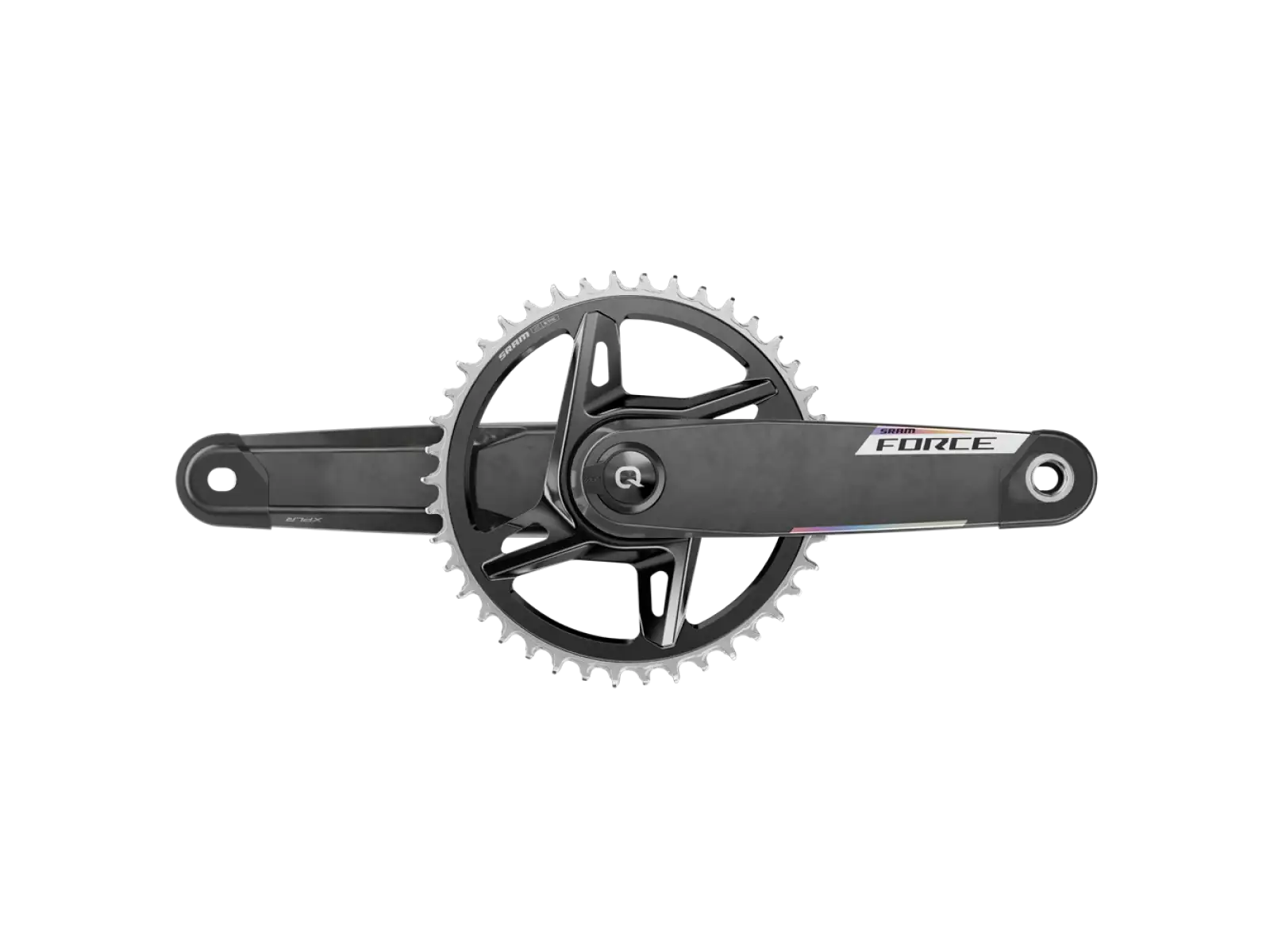 Sram Force E1 XPLR DUB Wide cranks with power meter and 42 t chainring.