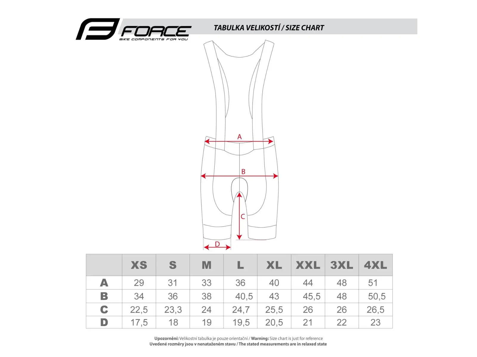Force Smooth men's bib shorts with pad black/white