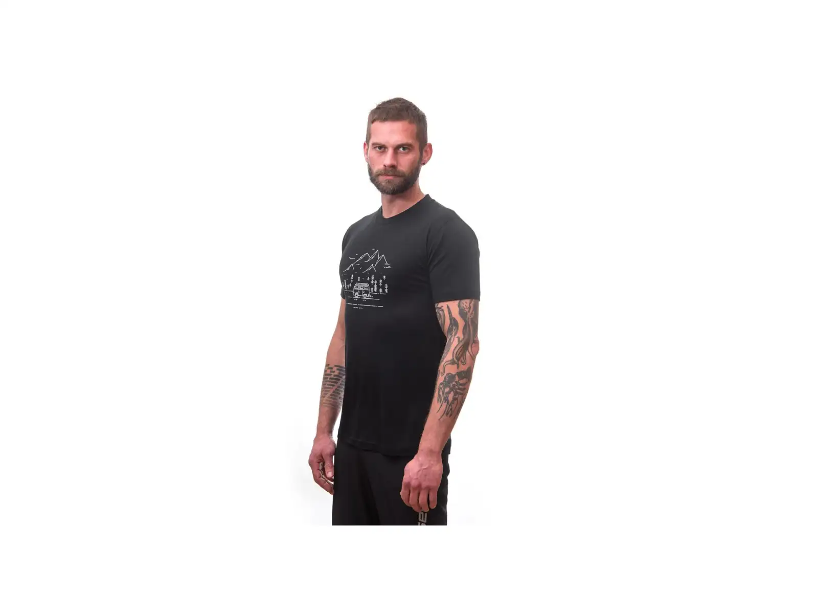 Sensor Merino Active PT Van Life men's shirt short sleeve Black