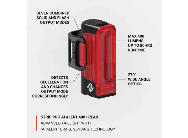 Lezyne Strip Pro Ai Allert 400+ Rear Light