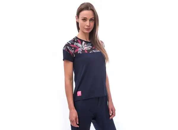 Sensor Helium women's jersey short sleeve Blue/Leaves