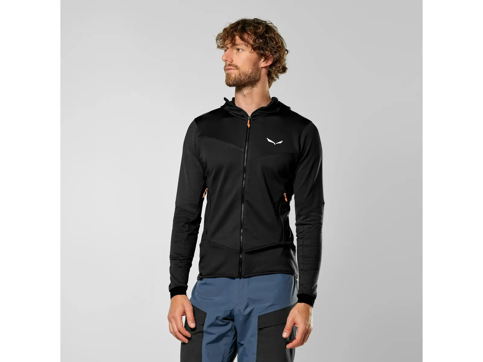 Salewa Sella Crevasse Hooded men's sweatshirt Black Out