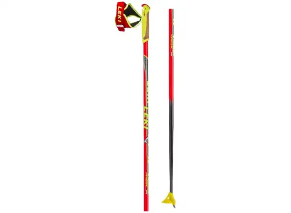 Leki HRC Junior children's cross-country carbon poles Neon red/Yellow/Black