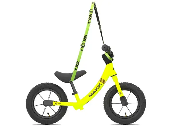 MAXÍK Evo Lite kids balance bike fluorescent yellow/purple + strap YAK