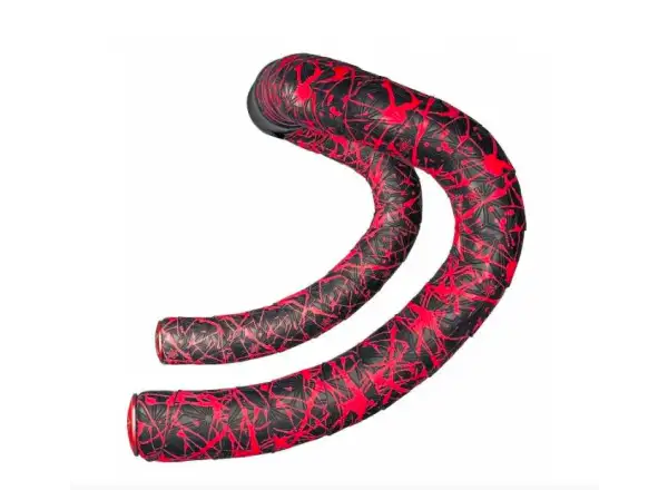 Supacaz Super Sticky Kush Splat tape Neon Red/Red plugs