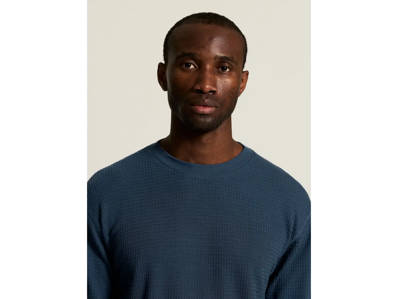 Craft Wool Waffle men's long sleeve shirt blue