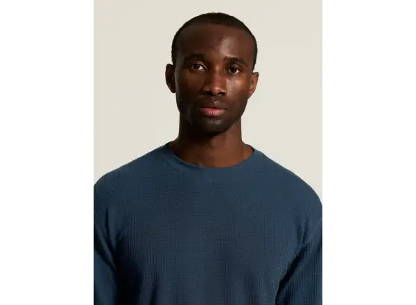 Craft Wool Waffle men's long sleeve shirt blue