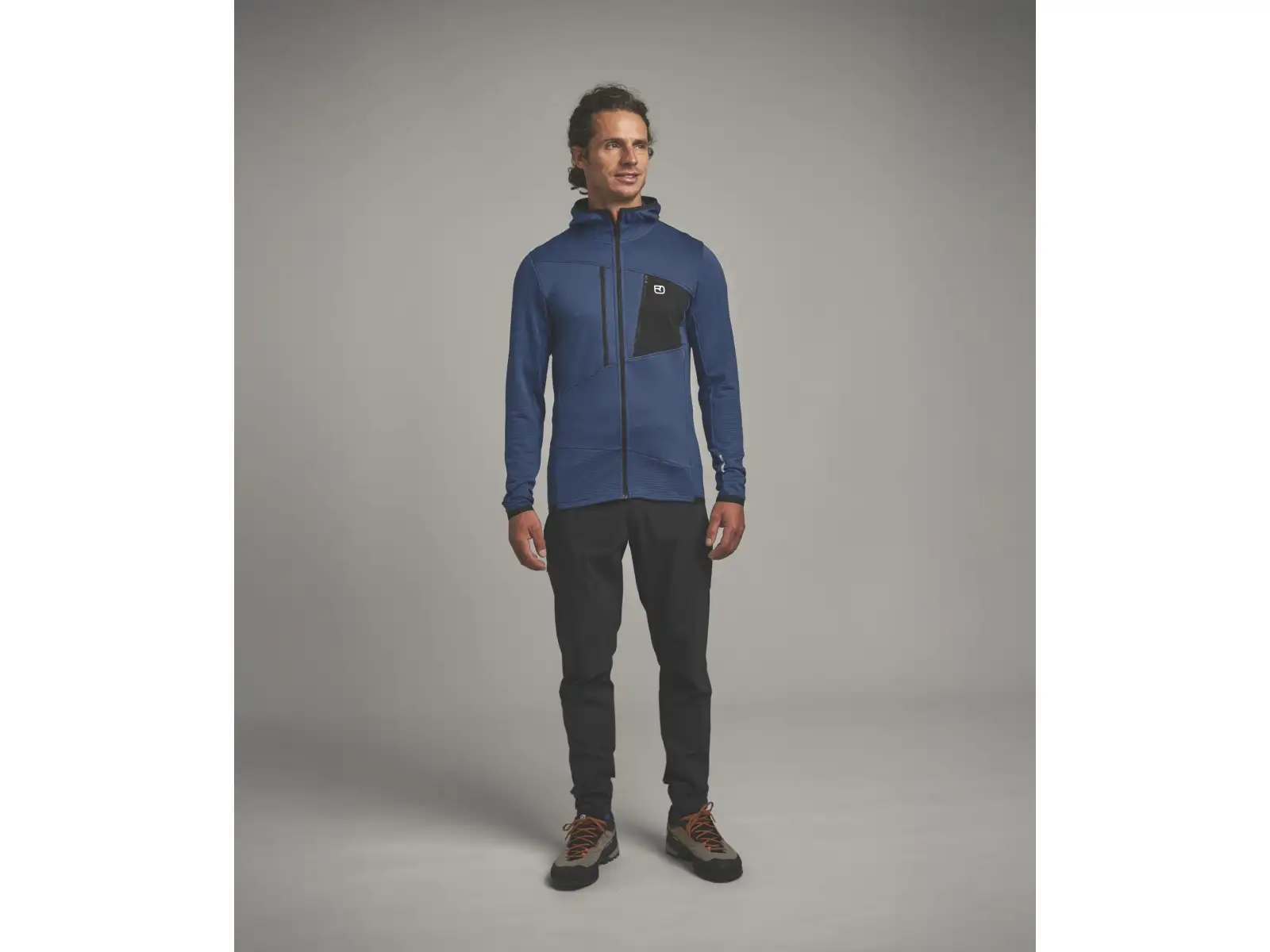 Ortovox Fleece Grid Hoody men's sweatshirt Black Raven