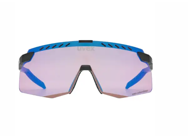 Uvex Pace Stage S CV cycling glasses Black matt/Mirror Blue