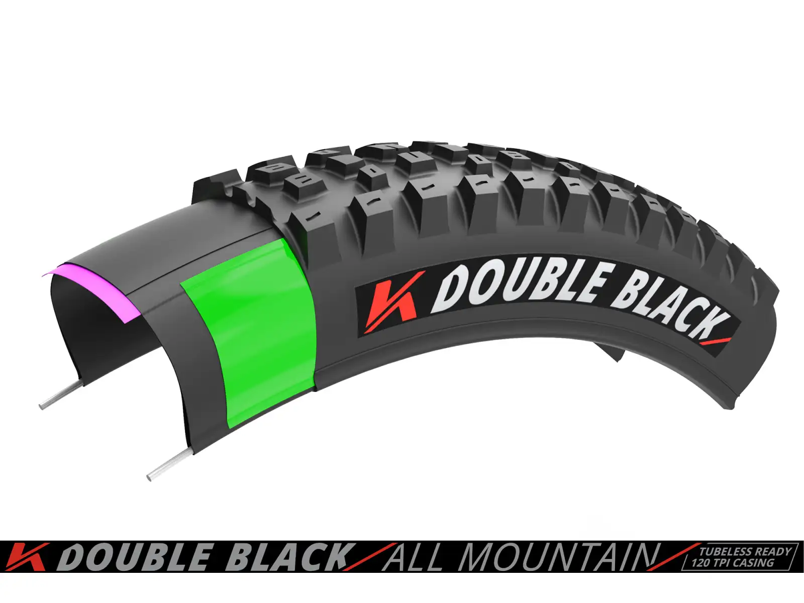 Kenda K-Series Double Black Downhill 60TPI K-1265 TR 27,5x2,40" MTB tire kevlar