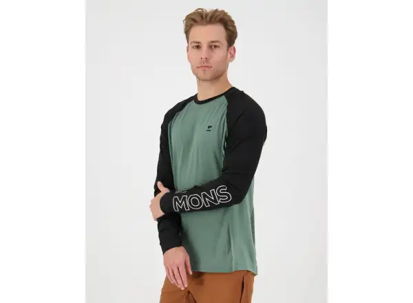 Mons Royale Tarn Merino men's long sleeve T-shirt Cypress / Black / Thyme