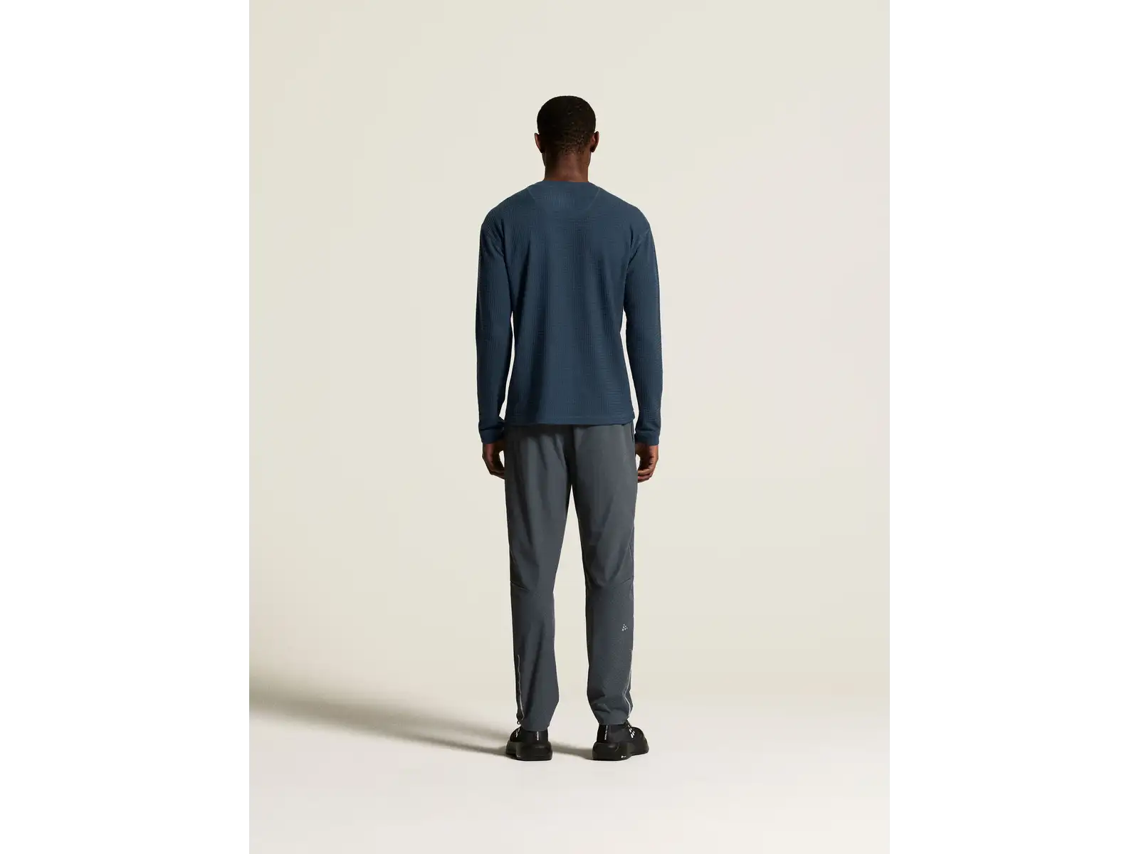 Craft Wool Waffle men's long sleeve shirt blue