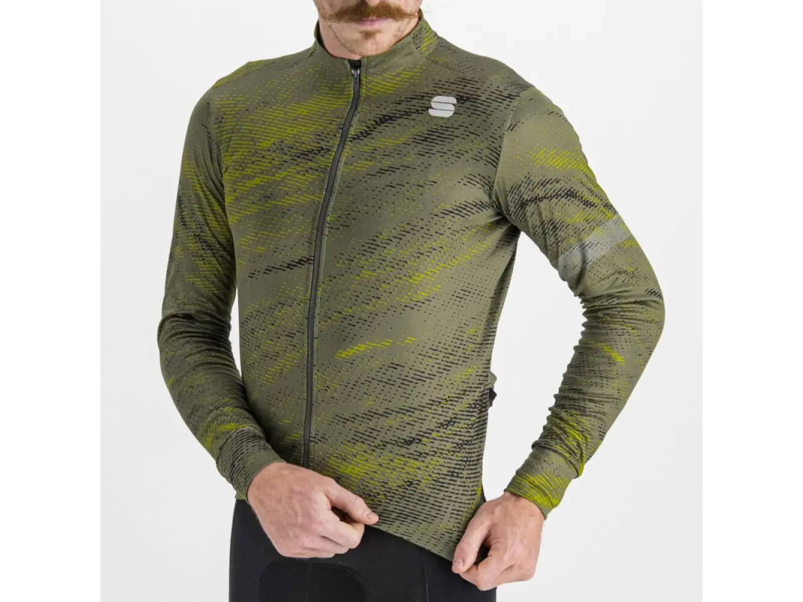 Sportful Cliff Supergiara men's jersey long sleeve beetle guacamole black