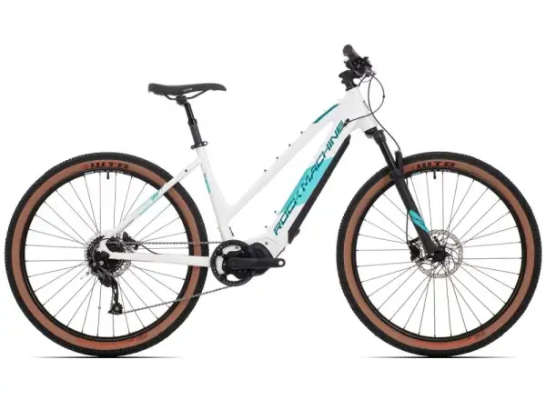 Rock Machine Torrent e30-29 low-entry mountain e-bike Gloss White/Petrol/Neon Cyan