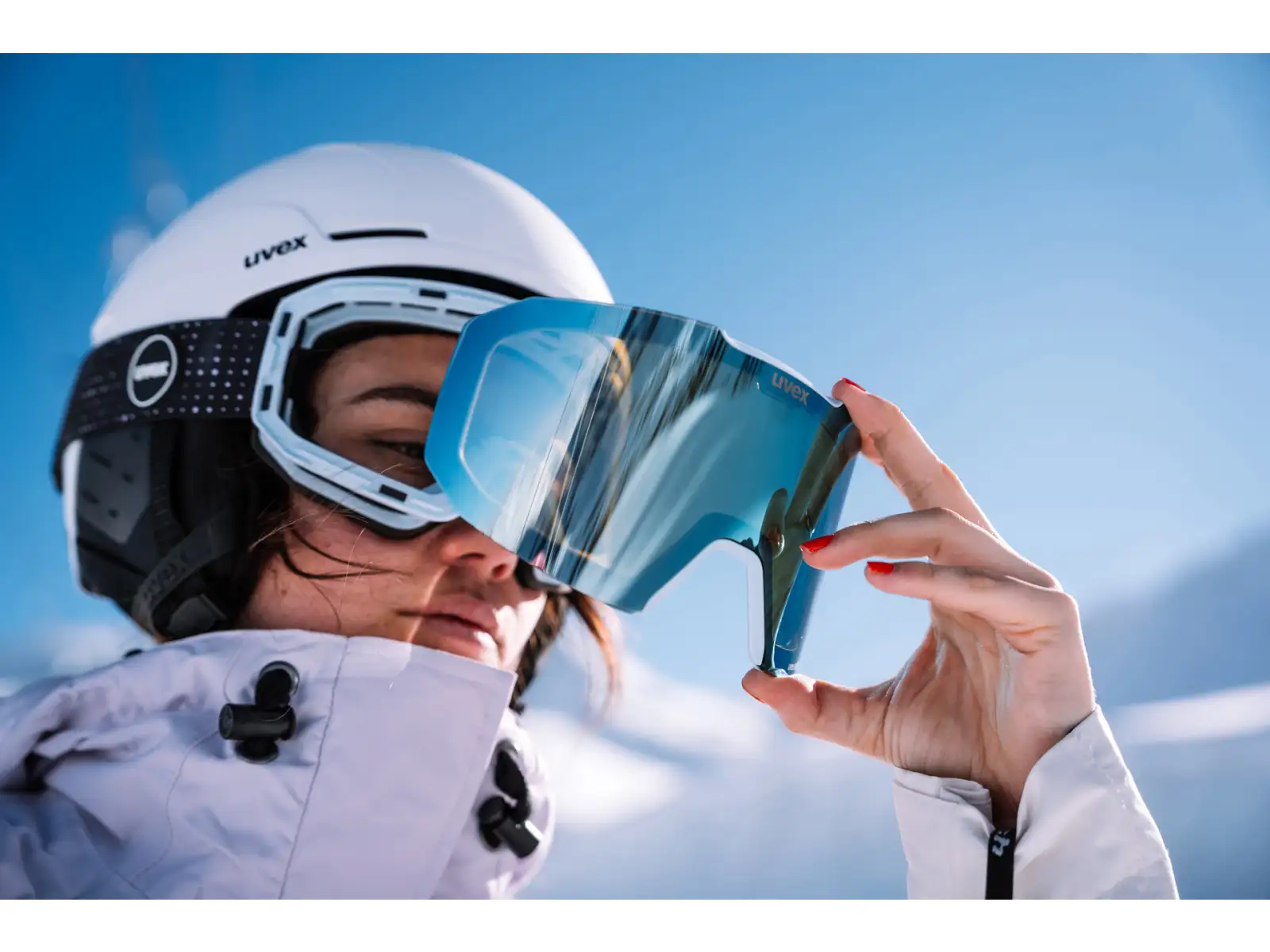 Uvex Evidnt Attract ski goggles black matt/red-orange