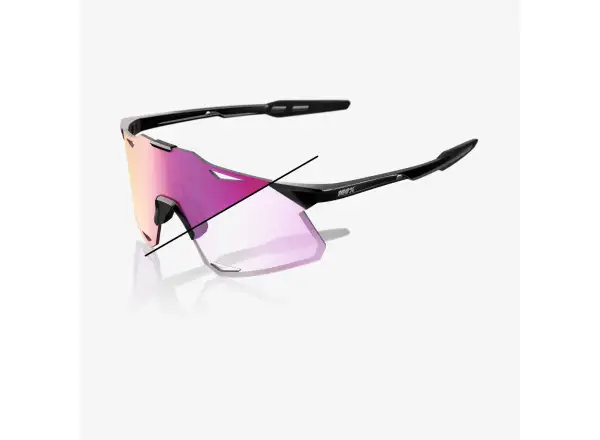 100% Hypercraft glasses Gloss Black/Photochromic Purple Mirror