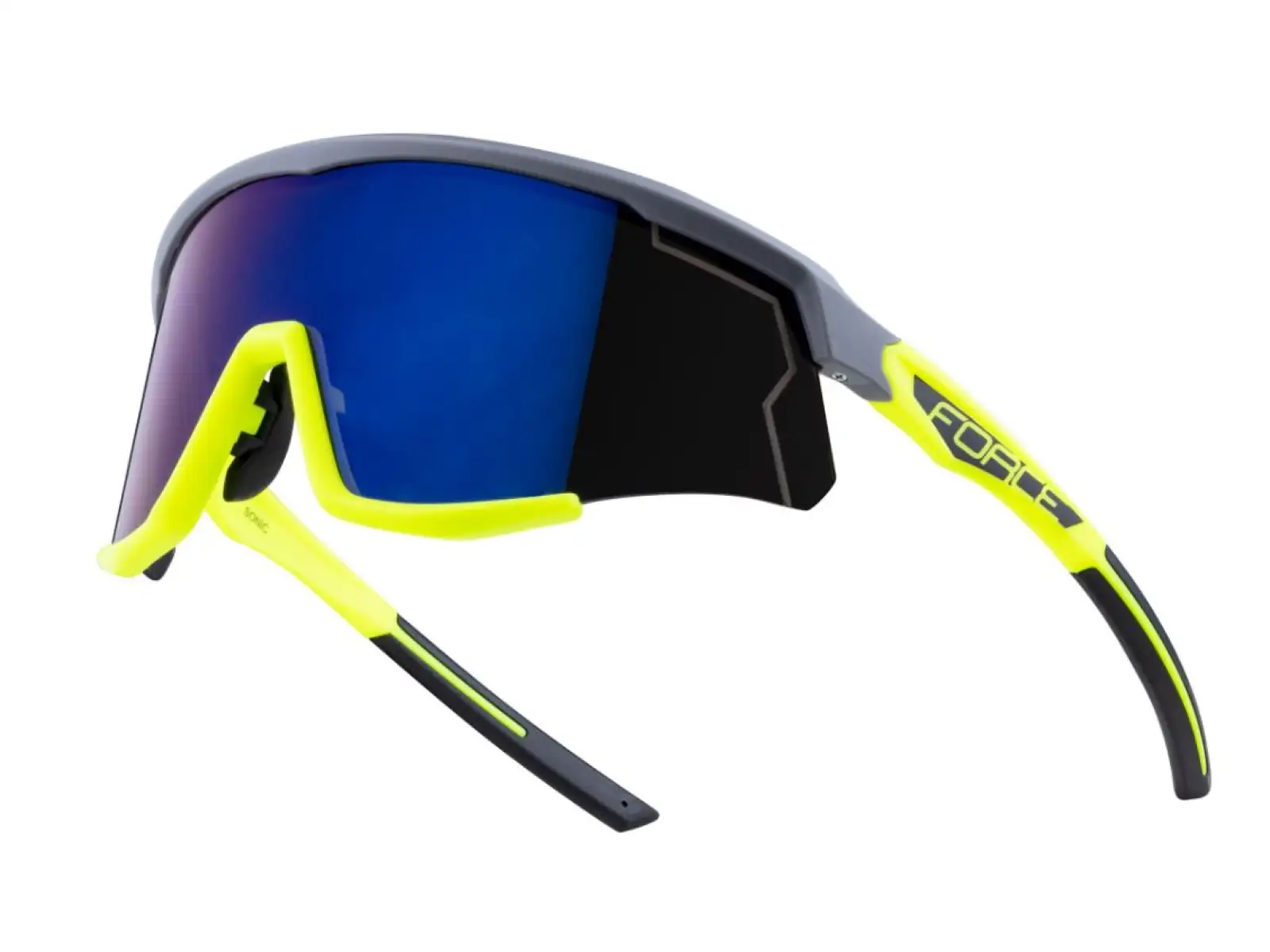 Force Sonic cycling glasses gray/fluo, blue-violet mirror lenses