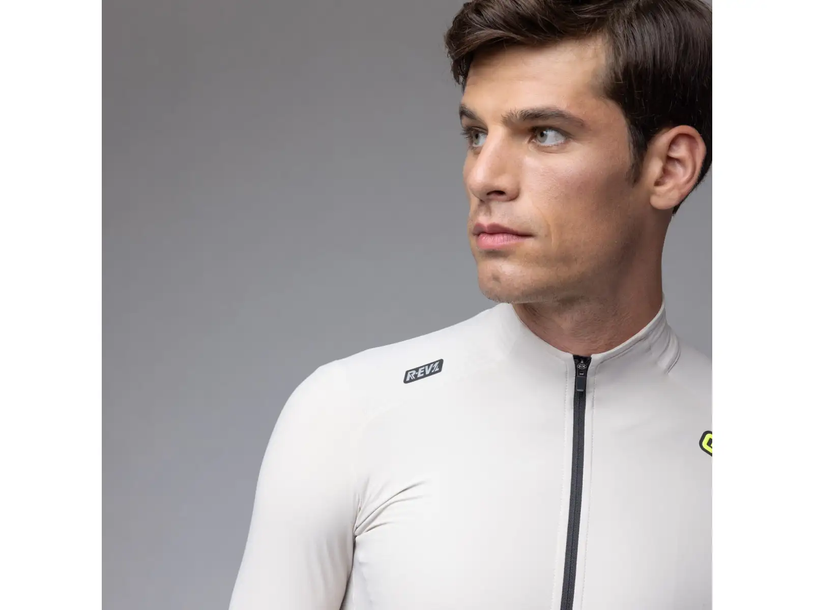 Alé R-EV1 Warm Race men's insulated cycling jersey Stone