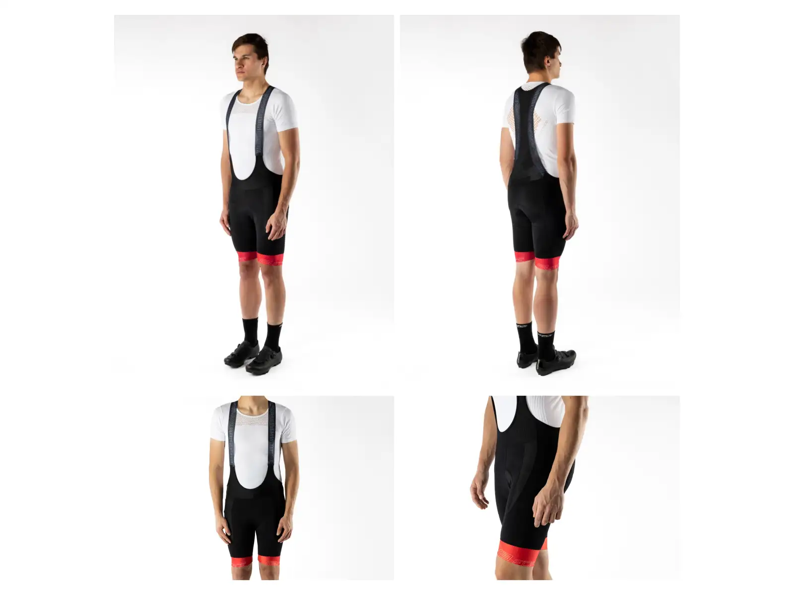Force Stripe men's bib shorts with pad black/red