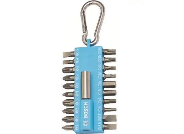 Bosch screwdriver bit set with carabiner 21 pieces blue
