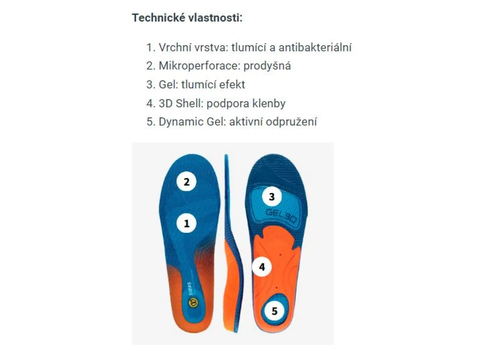 Sidas Cushioning Gel 3D insoles 1 pair