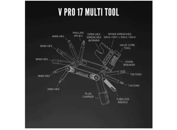 Lezyne V Pro multi-tool 17 functions black