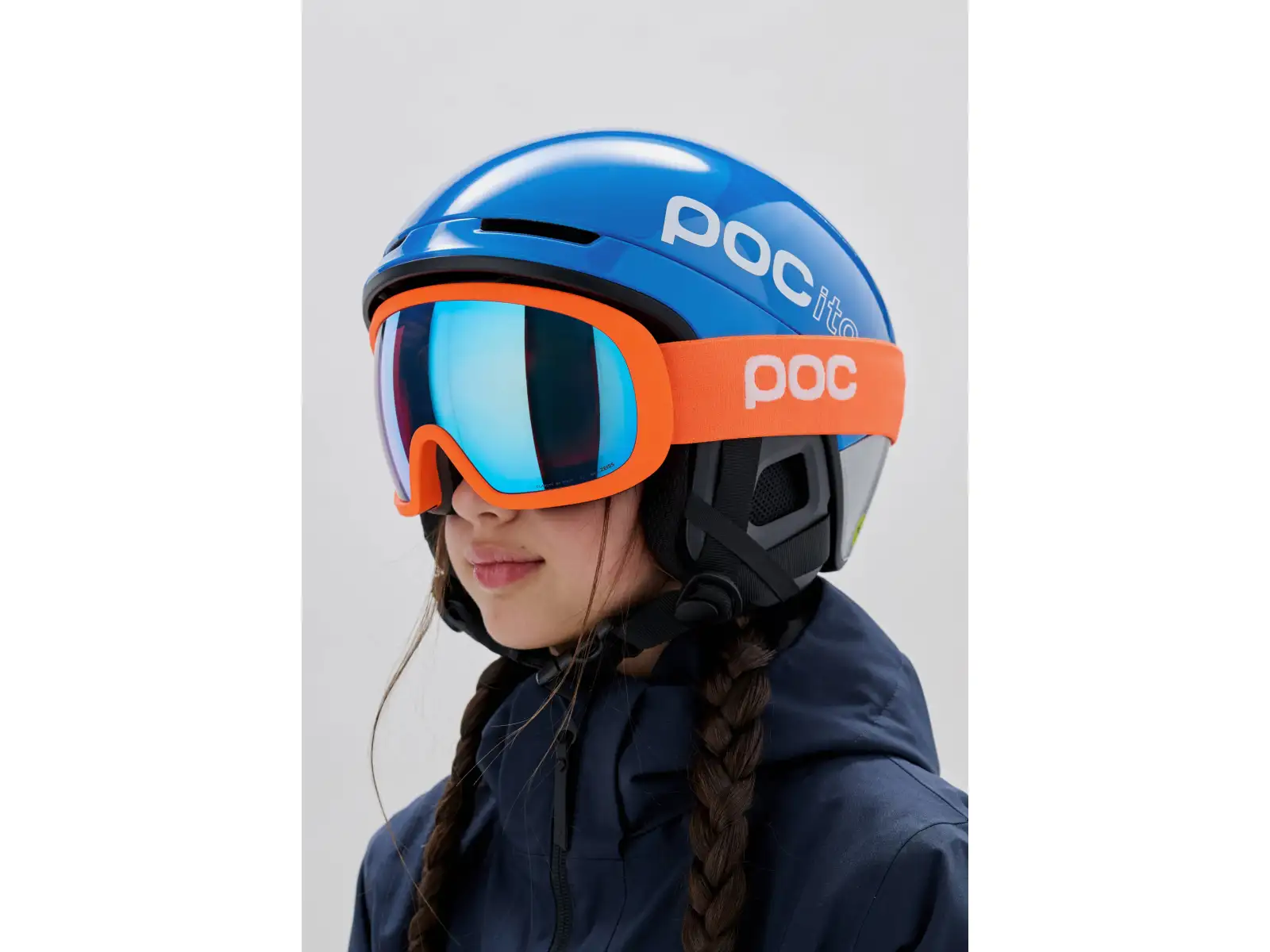 POC Fovea Mid ski goggles Zink Orange/Partly Sunny Blue
