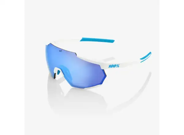 100% Racetrap Glasses Movistar Team White/HiPPER Blue Multilayer Mirror Lens