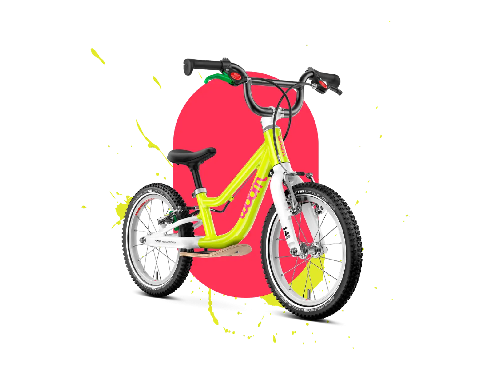 Woom GO 1 PLUS kids balance bike neon lime