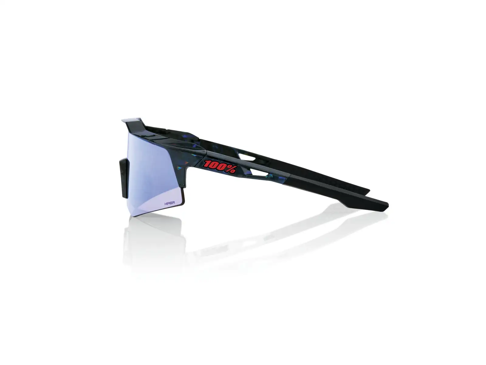 100% Speedcraft XS Black Holographic/HiPER Blue Multilayer Mirror Sunglasses