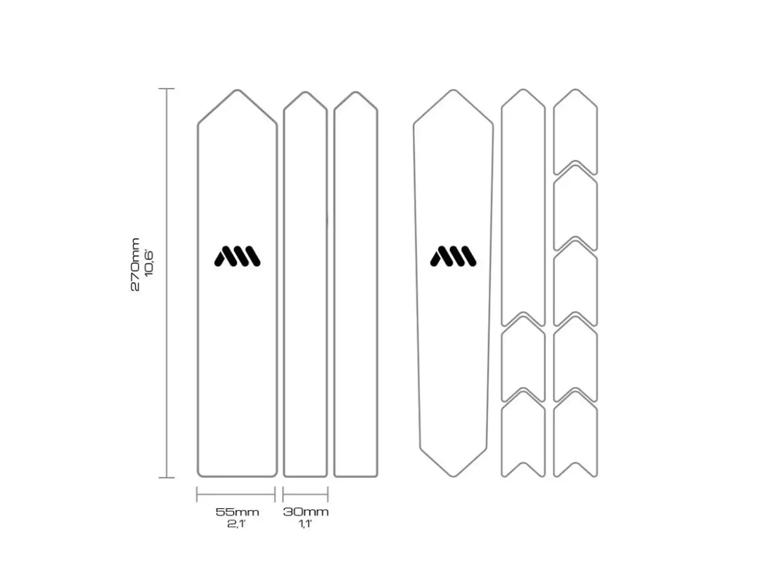 All Mountain Style frame protection decals Gravel/Road Clear Silver