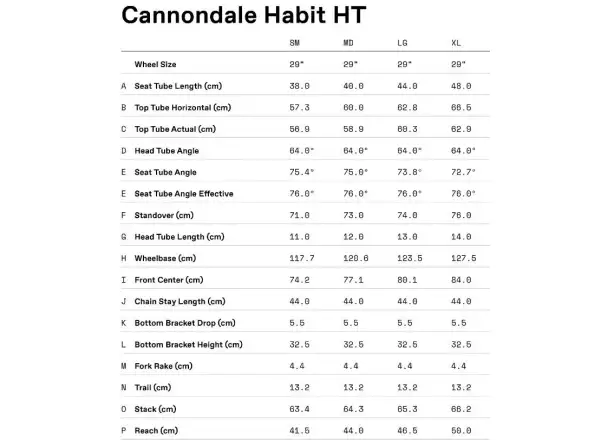 Cannondale Habit HT MTB frame BPL