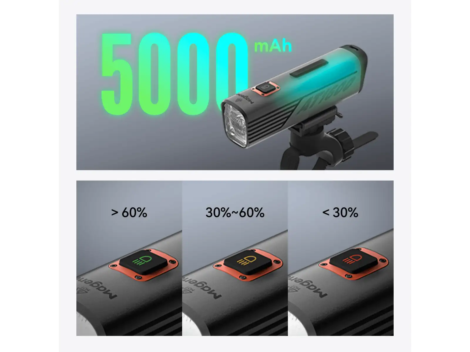 Magene AT1600 front light with power bank