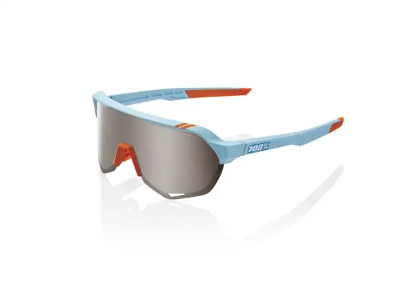 100% Soft Tact Two Tone Mirror Glasses Blue/Orange/Silver