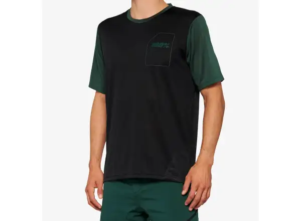100% Ridecamp Short Sleeve Jersey Men Black/Forest Green