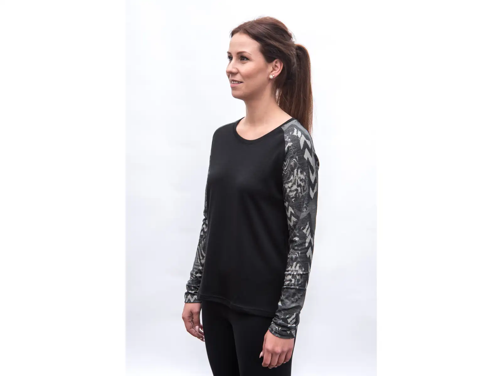 Sensor Merino Blend Impress women's long sleeve shirt black/zebra