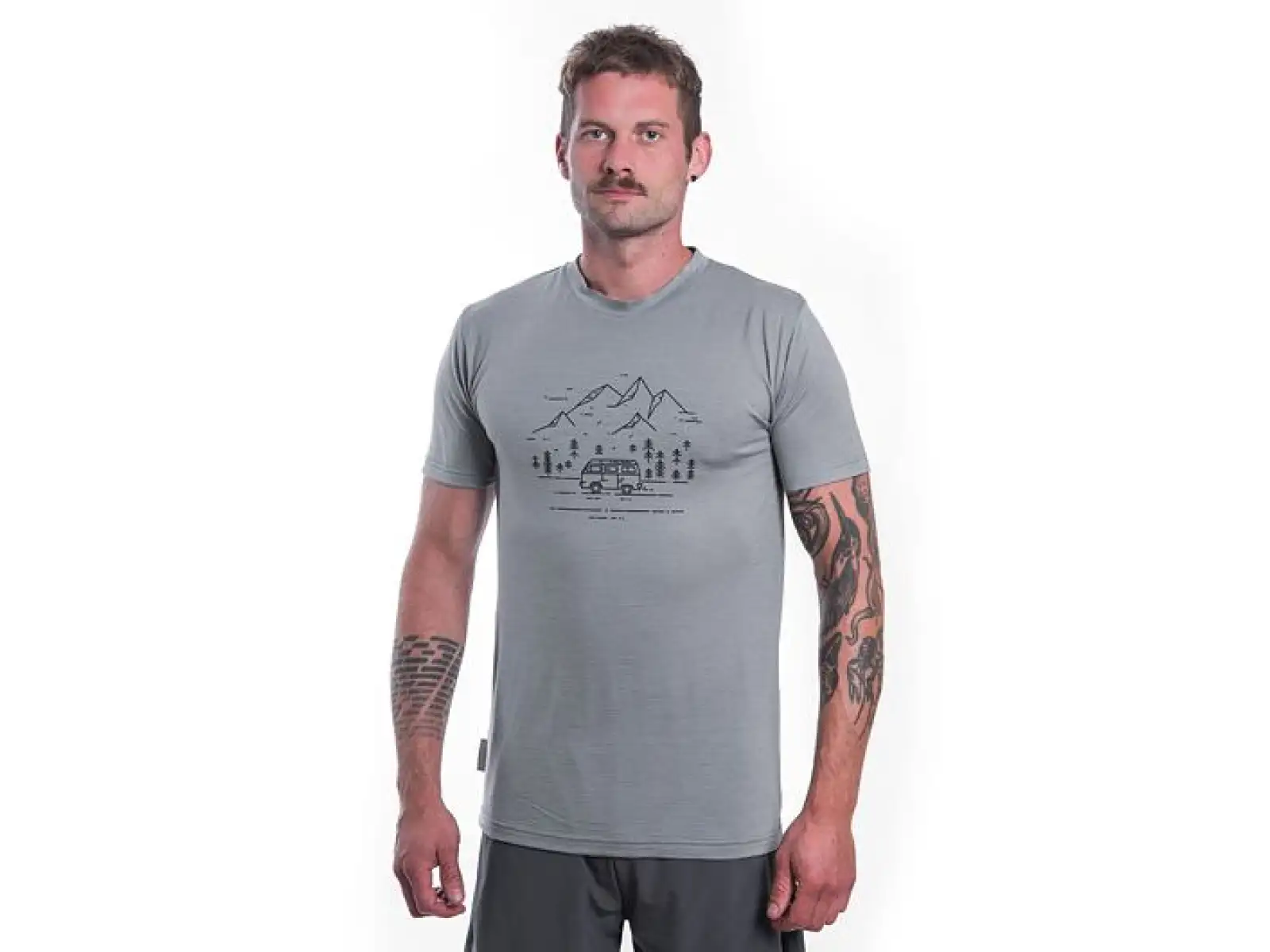 Sensor Merino Active Van Life men's T-shirt short sleeve grey