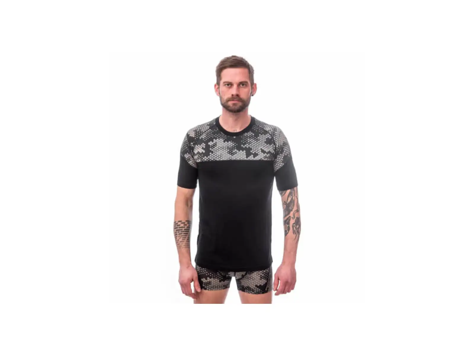 Sensor Merino Impress men's T-shirt short sleeve black/Honeycomb