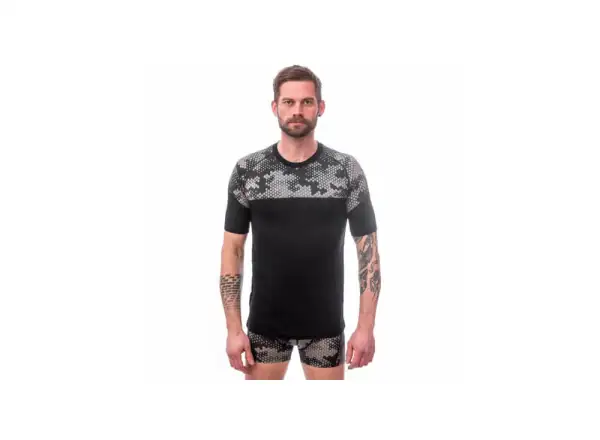 Sensor Merino Impress men's T-shirt short sleeve black/Honeycomb