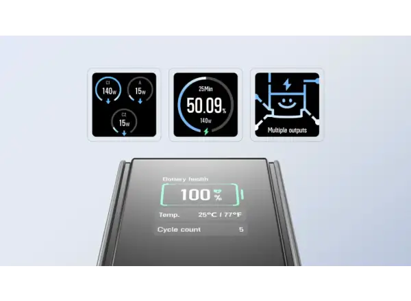 EcoFlow Rapid Power Bank (25000mAh,170W) 2x100W built-in USB-C cable - black