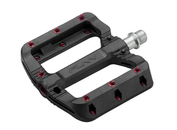 Funn Black Magic platform pedals black/red pins