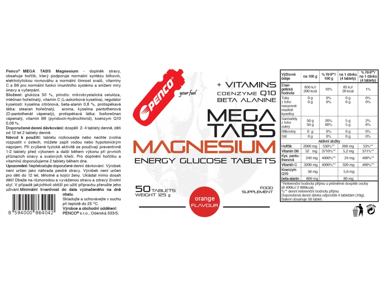Penco Mega Tabs Magnesium 50 tablets