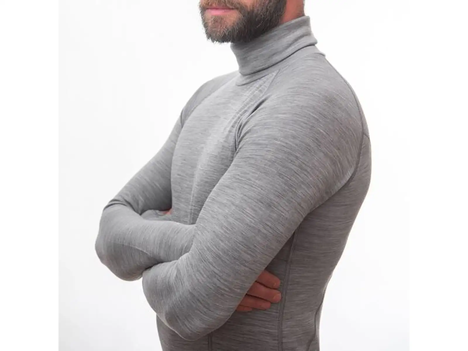 Sensor Merino Bold Neck men's long sleeve shirt Cool Gray