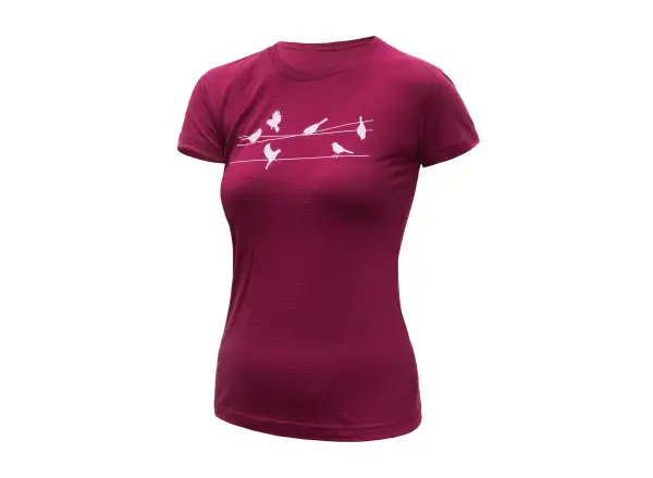 Sensor Merino Active Songbirds women's T-shirt short sleeve Lilla